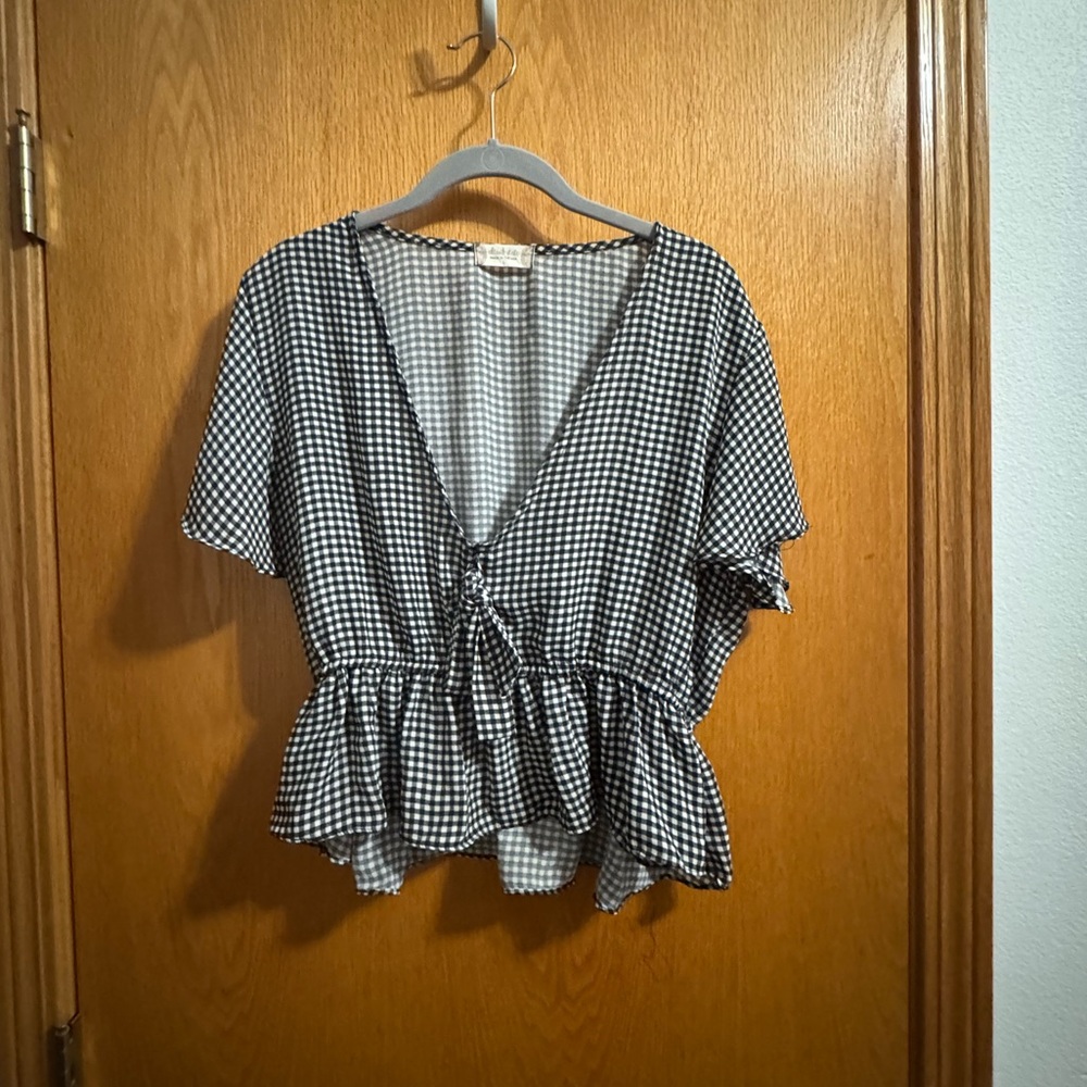 Altar’d state Black and White checked blouse size L